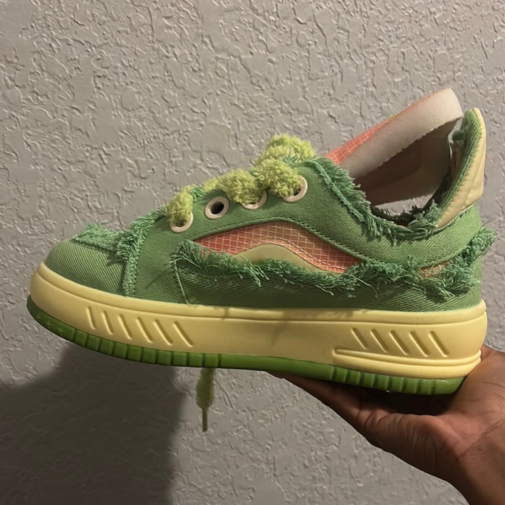 Green and Yellow Fuzzy Sneakers